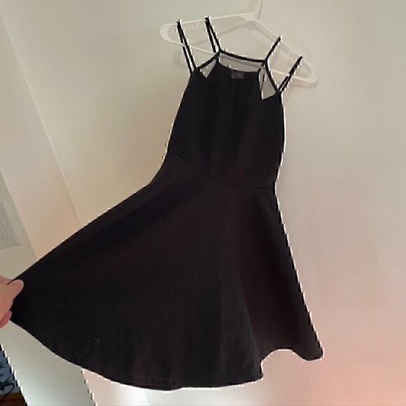 SPARKLE FADE URBAN OUTFITTERS UO Mesh Panel High Neck Skater Dress Black Mini S - Picture 6 of 12